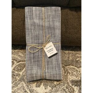 NEW SUR LA TABLE NAPKINS Set Of 6 Heathered Black White Cotton Kitchen